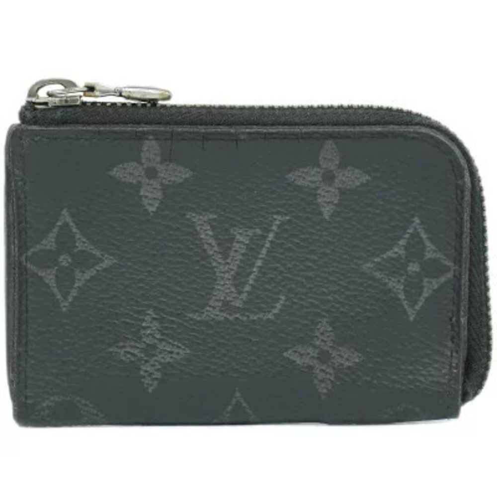 Louis Vuitton LV Coin Purse Monogram Wallet Canvas Leather Eclipse Black Gray